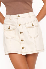 Presley Denim Skort - Bone