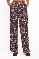 Romola Pant - Brown Cream Floral