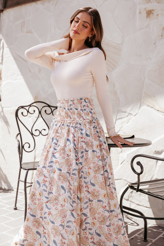 Seana Shirred Waist Maxi Skirt - Paisley