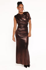 Velman Metallic Maxi Skirt - Bronze