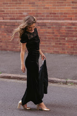 Velman Velvet Maxi Skirt - Black