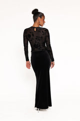 Velman Velvet Maxi Skirt - Black
