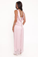 Viola Drawstring Wide Leg Pant - Pale Pink