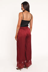 Viola Drawstring Wide Leg Pant - Wine