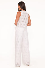 Wren Pant - White Broderie
