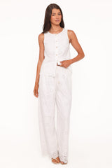 Wren Pant - White Broderie