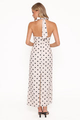 Adora Halterneck Maxi Dress - White Polka Dot