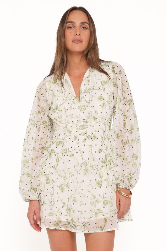 Aimee Mini Dress - Green Leaf