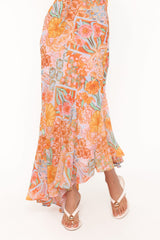 Alkira Maxi Dress - Orange Summer Garden