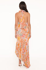 Alkira Maxi Dress - Orange Summer Garden