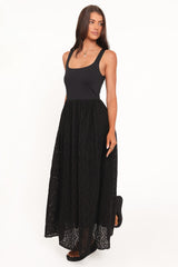 Alva Midi Dress - Black Broderie