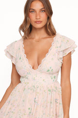 Angelica Midi Dress - Pastel Pink Floral