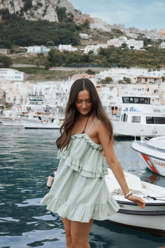 Angie Ruffle Mini Dress - Jade
