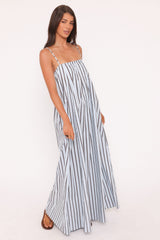 Arletta Maxi Dress - Blue/Brown Stripe