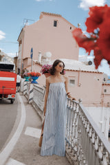 Arletta Maxi Dress - Blue/Brown Stripe