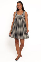 Atria Mini Dress - Black Cream Gingham