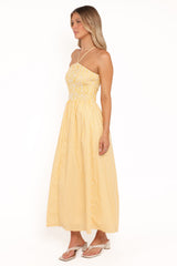 Aviva Smocked Midi Dress - Mango Stripe