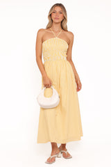 Aviva Smocked Midi Dress - Mango Stripe