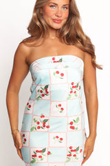 Benton Strapless Midi Dress - Cherry Print