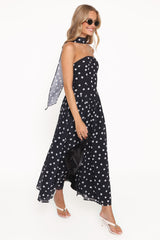 Boston Strapless Maxi Dress - Black Polka Dot