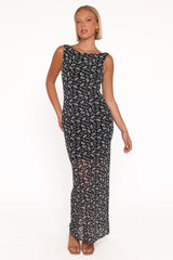 Brissa Maxi Dress - Black Floral