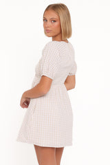 Cadhla Mini Dress - Beige Gingham