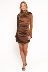 Chance Long Sleeve Mini Dress - Brown