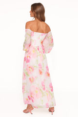 Chantel Off Shoulder Maxi Dress - Pink Garden Floral
