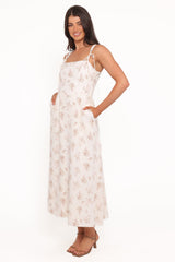 Clarissa Midi Dress - White Floral