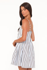 Cole Mini Dress - Blue/Brown Stripe