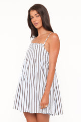 Cole Mini Dress - Blue/Brown Stripe