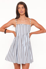 Cole Mini Dress - Blue/Brown Stripe