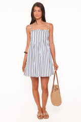 Cole Mini Dress - Blue/Brown Stripe