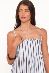 Cole Mini Dress - Blue/Brown Stripe
