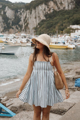 Cole Mini Dress - Blue/Brown Stripe