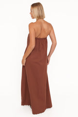 Como Strapless Maxi Dress - Brown