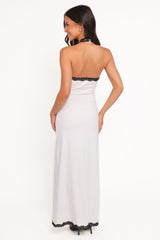 Conrad Halter Maxi Dress - White Polka Dot