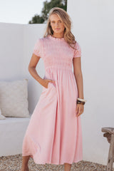 Darla Puff Sleeve Dress - Pink