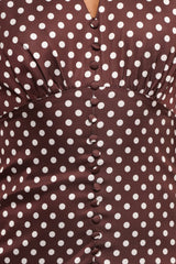 Dean Maxi Dress - Brown Polka Dot