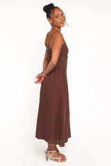 Elvina Midi Dress - Brown