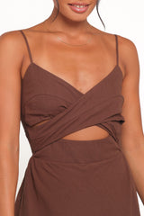 Elvina Midi Dress - Brown