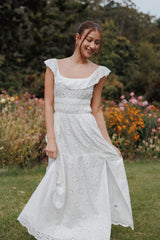 Elwyn Maxi Dress - White Broderie