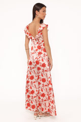 Enala Maxi Dress - Red Floral