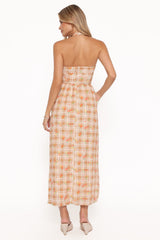 Gemini Halterneck Maxi Dress - Yellow Floral Gingham