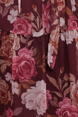 Hensely Mini Dress - Burgundy Brandy Bloom