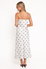 Jamila Midi Dress - White Polka Dot