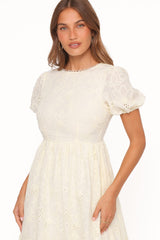 Janice Maxi Dress - Butter Yellow Broderie