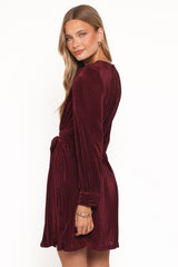Joy Plisse Mini Dress - Burgundy