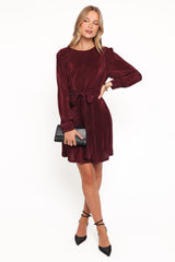 Joy Plisse Mini Dress - Burgundy