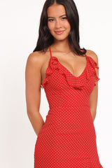 Judy Maxi Dress - Red Polka Dot